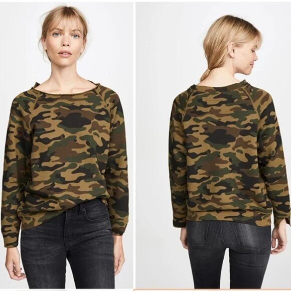 Nili Lotan Luka Camouflage Scoop Neck Sweatshirt - Size S - Picture 1 of 9